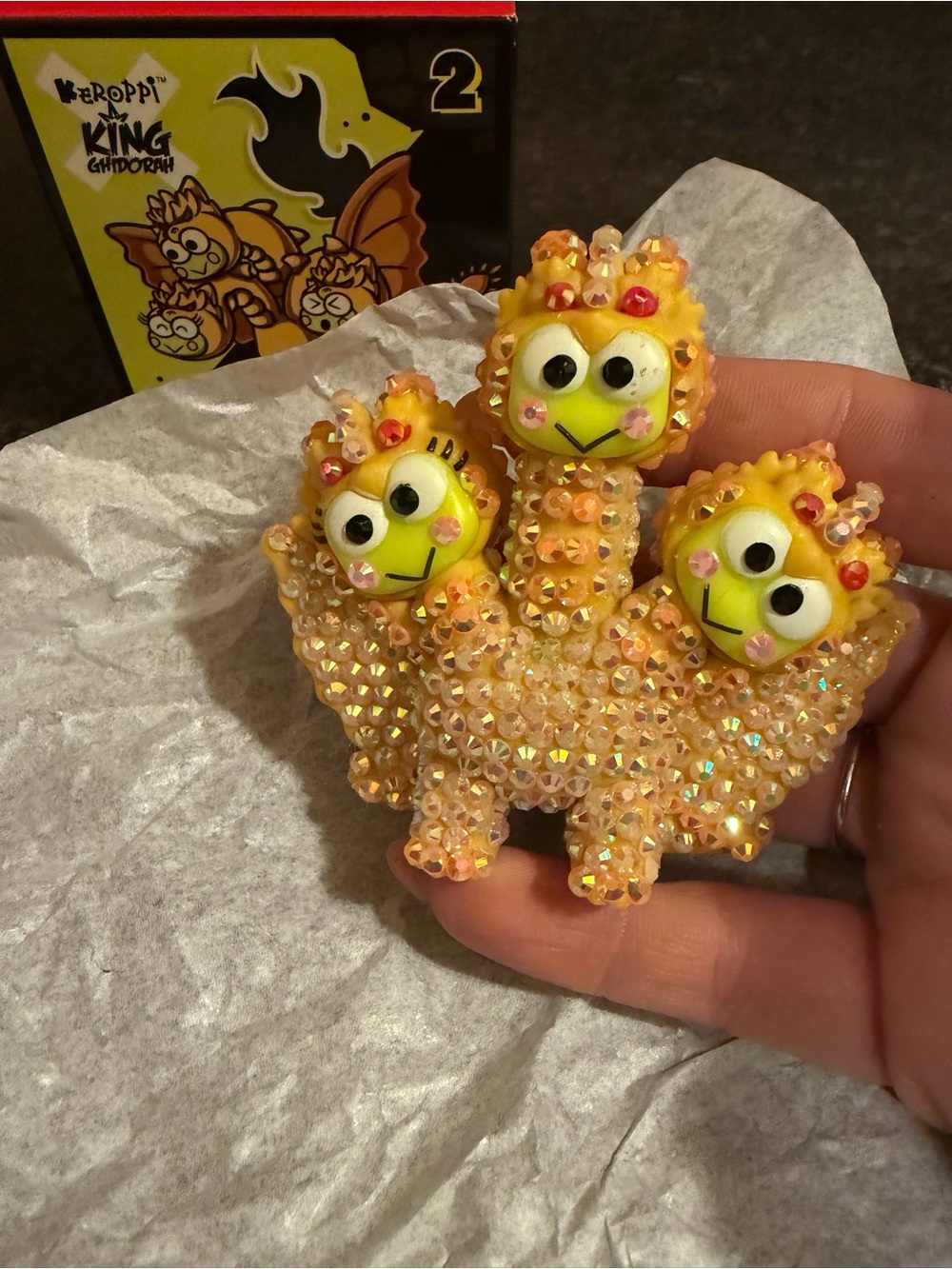 -Inspired Yellow Crystal Triple-Headed Keroppi Figurine (McDonalds)